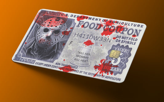 Funny Food Coupon Halloween Jason Credit Card Wrap