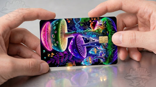 Psychedelic Bioluminescent Mushroom World Credit Card Skin