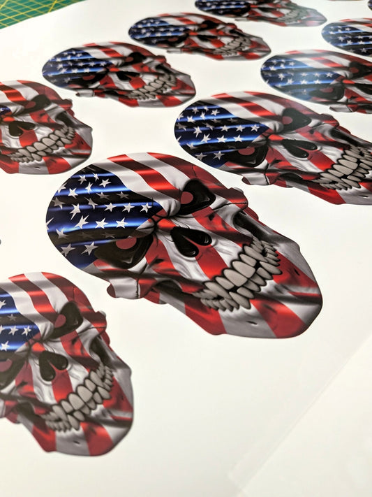 American Flag Skull Decal | Patriotic USA Vinyl Sticker