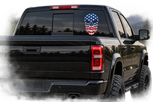 American Flag Skull Decal | Patriotic Truck Sticker