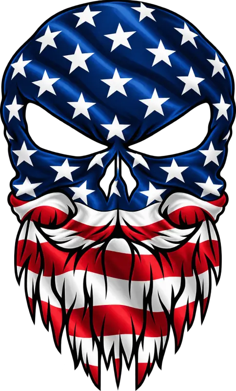 American Flag Skull Decal | Patriotic Truck Sticker