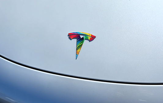 Layered Rainbow Tesla Emblem Decal for Model S,3,X,Y