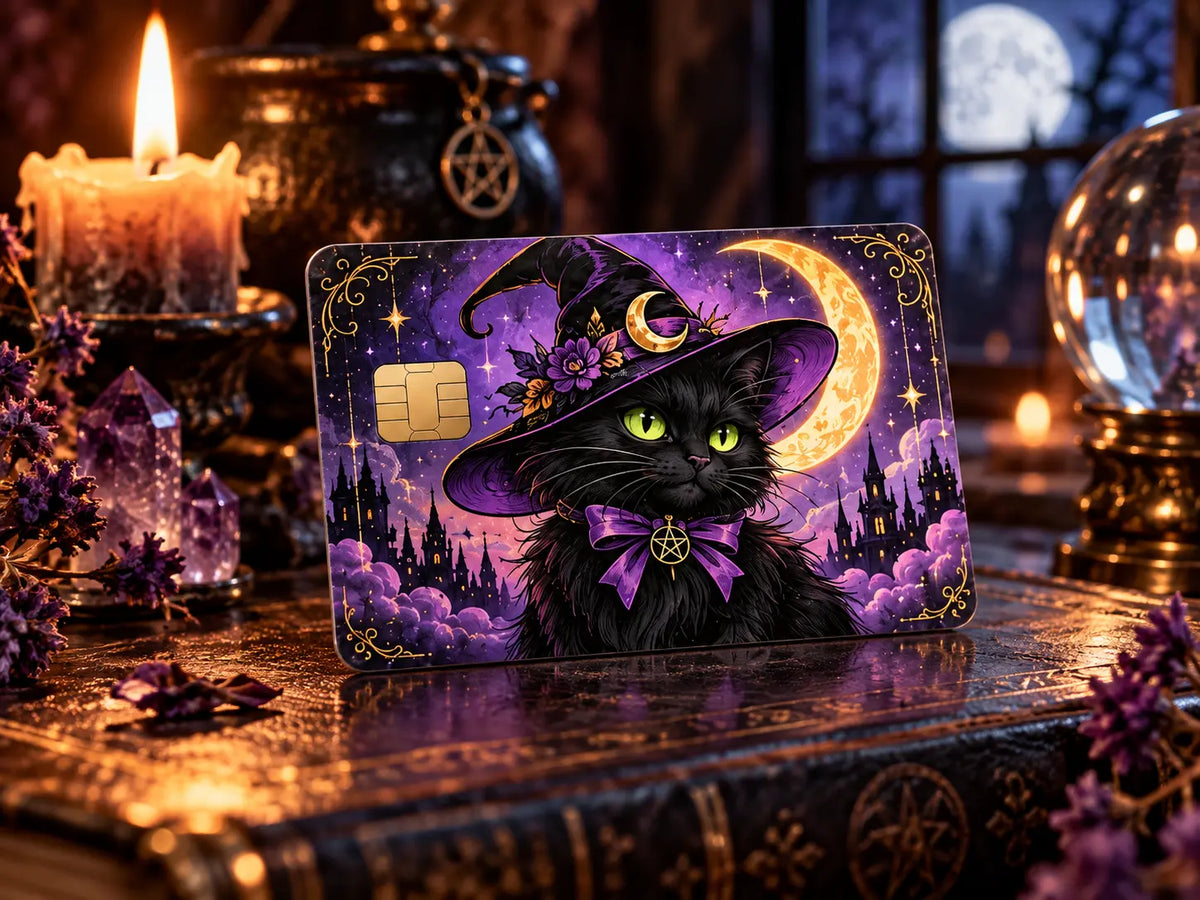 Witch Please Credit Card Skin – Black Cat Halloween Card Decal