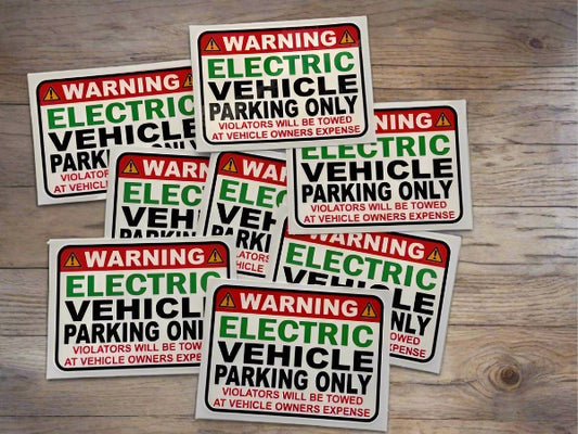 Warning Electric Vehicle Parking Only Charging Station Vinyl Sticker Decal