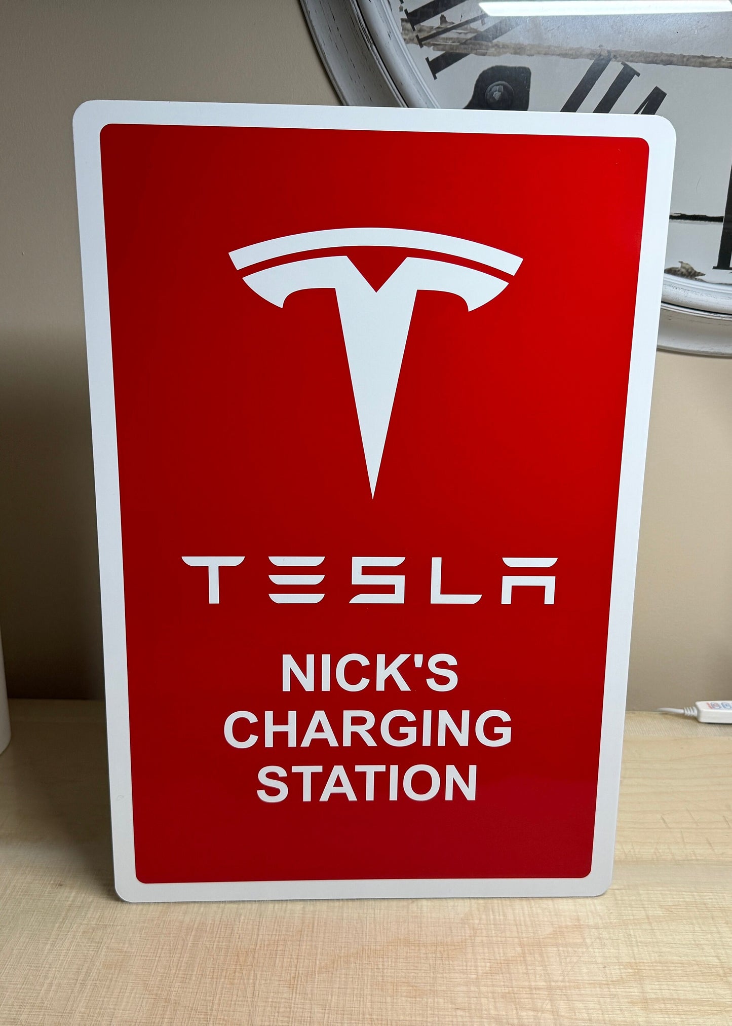 Tesla Charging Sign Wall Connector