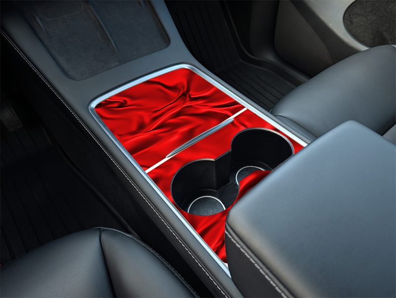 Tesla Model Y Center Console Red Satin Wrap Kit (2021–2025) | Precision Fit DIY