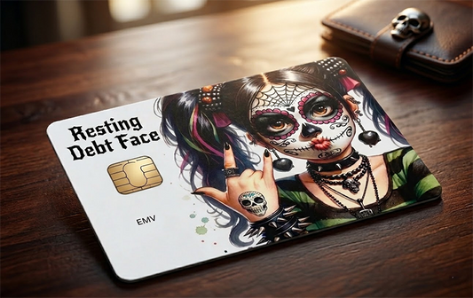 Resting Debt Face - Premium Credit Card Skin | Sugar Skull Goth Vinyl Decal