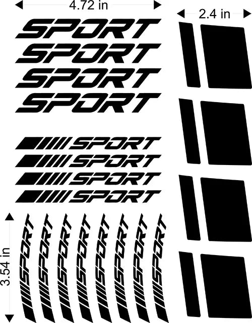 Universal Sport Vinyl Rim Decals - 20-Piece Performance Wheels