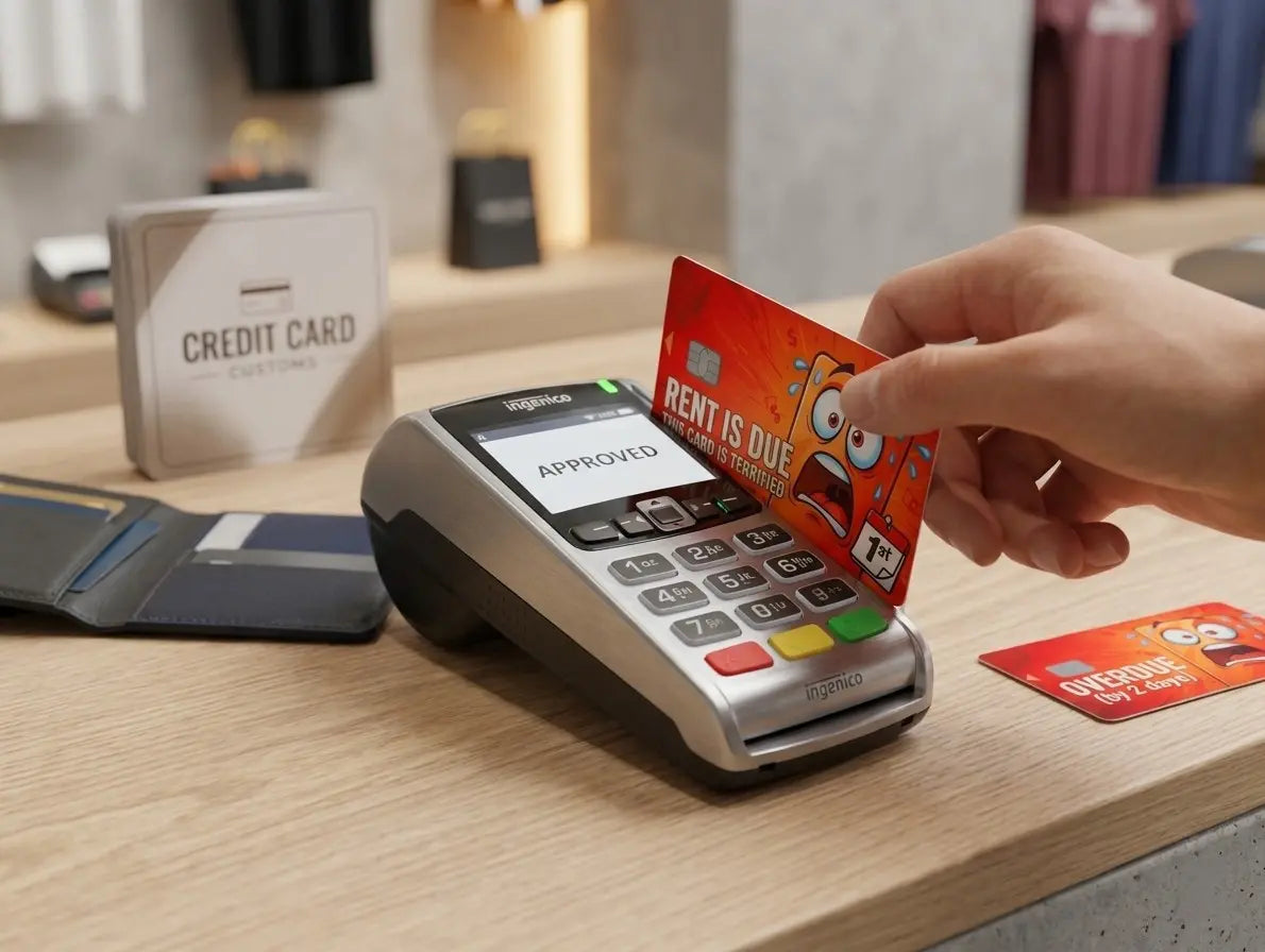 Rent Is Due" Funny Credit Card Skin