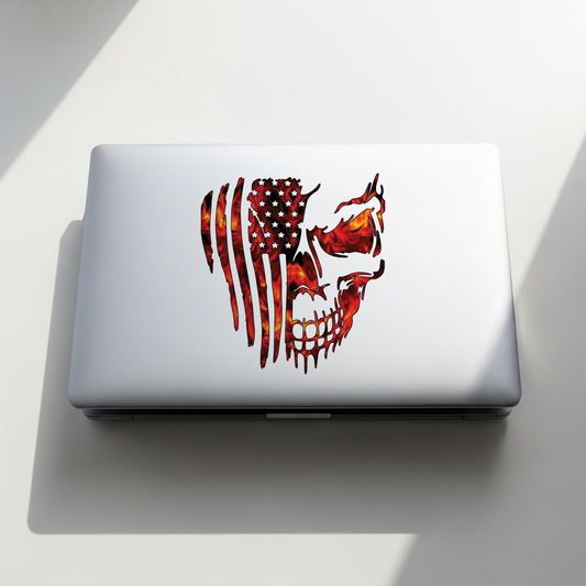 USA skull flag fire distressed decal sticker vinyl graphic american car truck window