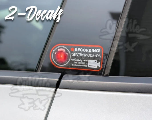 2 PCS Sentry Mode Sticker for Tesla Model Y 3 S X Warning Decals - CutRiteFX - Custom Vinyl Graphics
