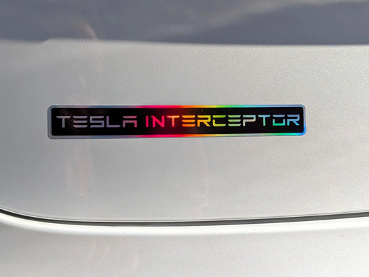 TeslaInterceptor logo on a car's metallic surface
