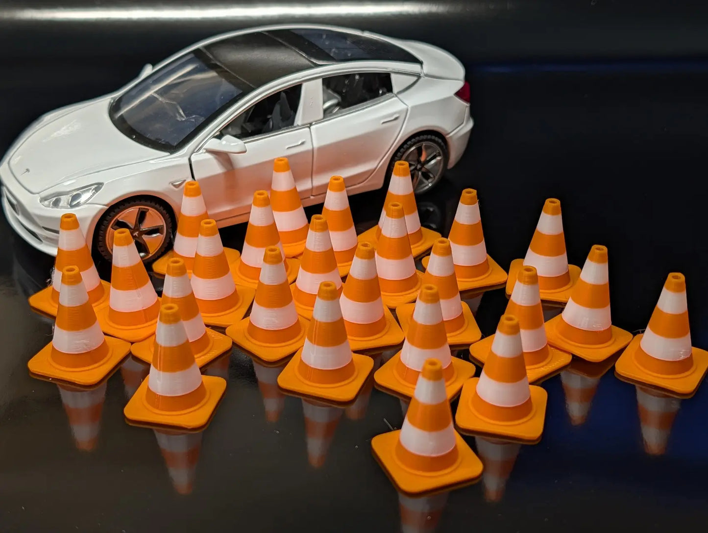Mini 3D Printed Traffic Cones (1-Inch Tall) – 40 or 80 Pack for RC Tracks, Dioramas, and Desk Toys
