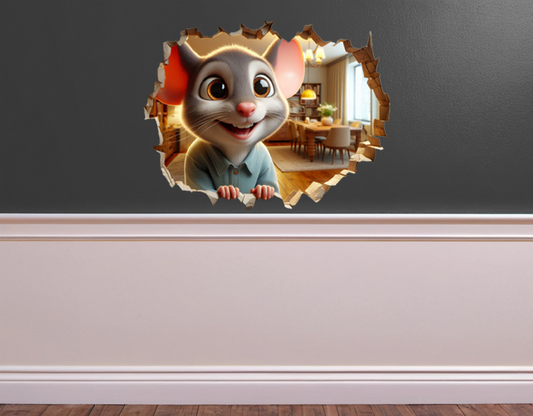 Adorable Mouse Door Wall Sticker: Playful Home Decor