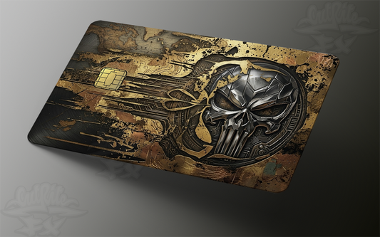 Tactical Vigilante Skull Edition | Custom Credit Card Skin - Distressed Gold & Patina Copper