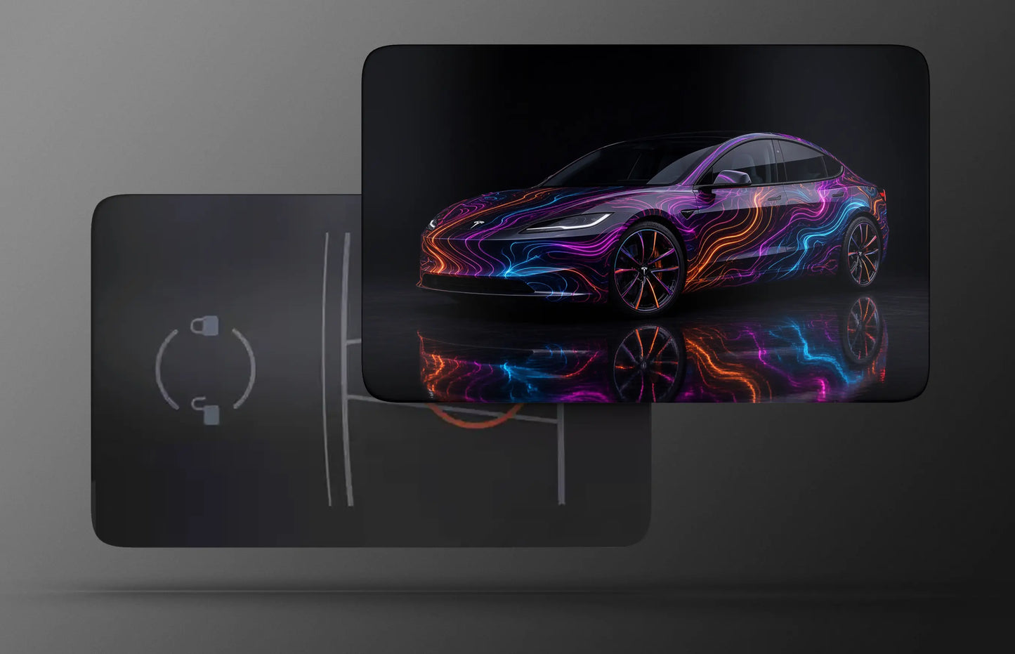 Neon Topographic Tesla Model 3 Key Card Skin | Premium Vinyl Wrap