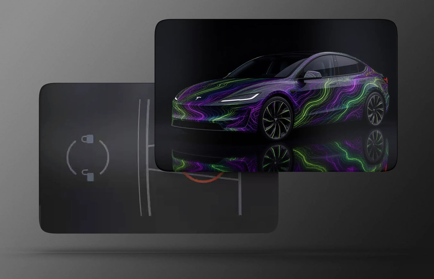Neon Topographic Tesla Model 3 Key Card Skin | Premium Vinyl Wrap
