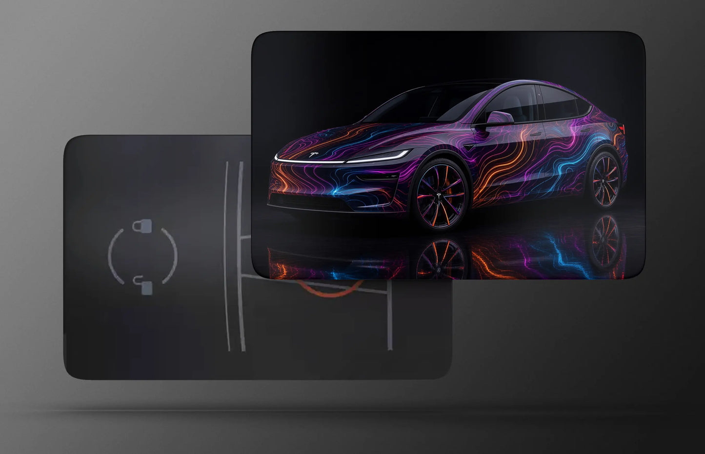 Neon Topographic Tesla Model Y Key Card Skin | Premium Vinyl Wrap