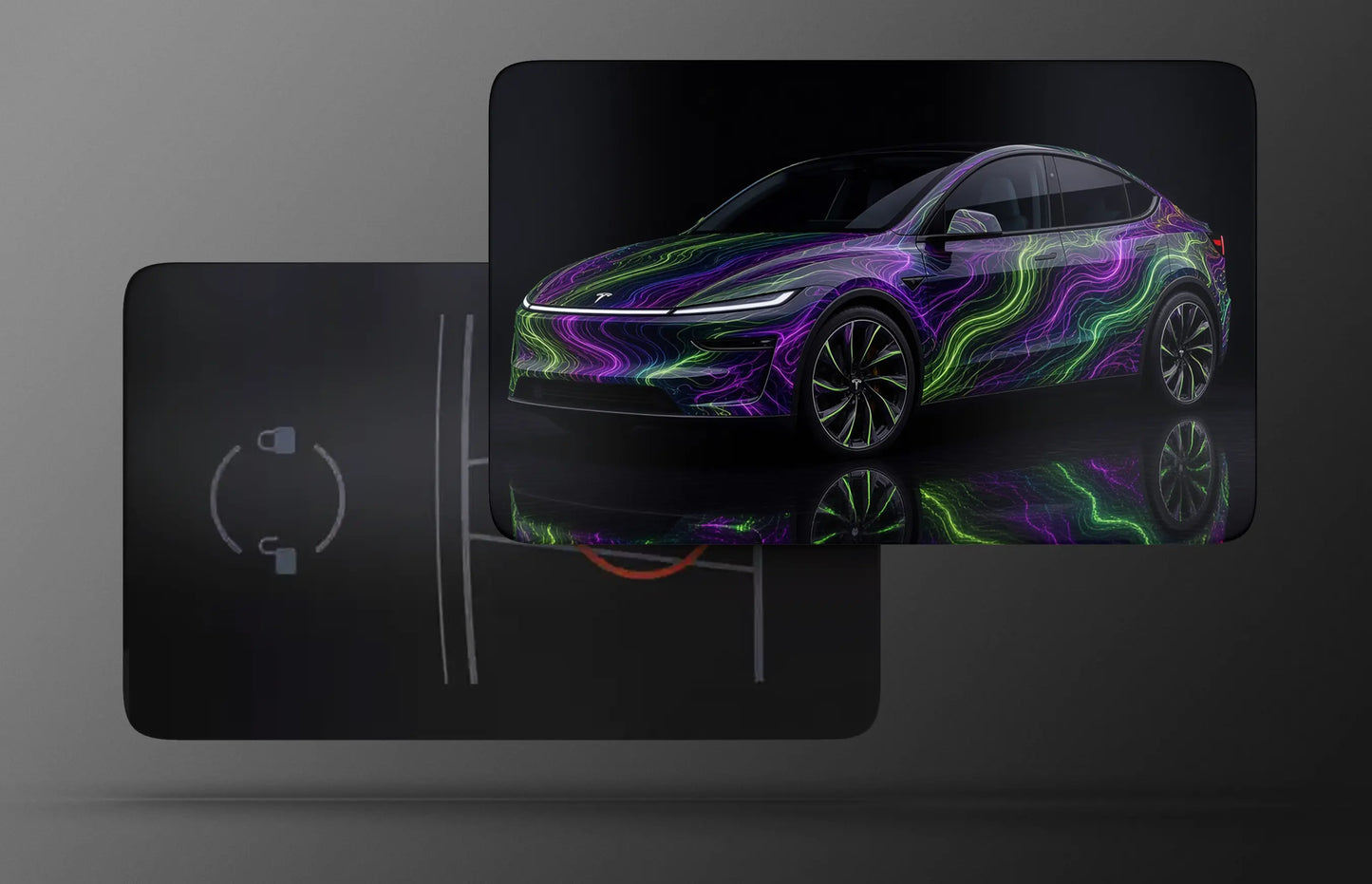 Neon Topographic Tesla Model Y Key Card Skin | Premium Vinyl Wrap