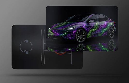 Neon Topographic Tesla Model Y Key Card Skin | Premium Vinyl Wrap