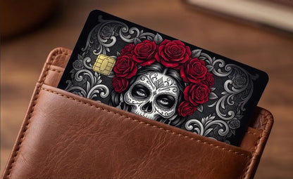 Sugar Skull & Red Roses Premium Credit Card Skin – Day of the Dead