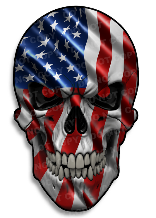 American Flag Skull Decal | Patriotic USA Vinyl Sticker