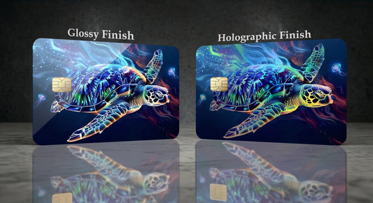 Bioluminescent Sea Turtle Credit Card Skin – Vibrant Neon Ocean Life Vinyl Debit Card Sticker Wrap