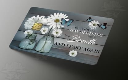Daisy Flowers Blue Rustic Butterfly Credit Card Skin
