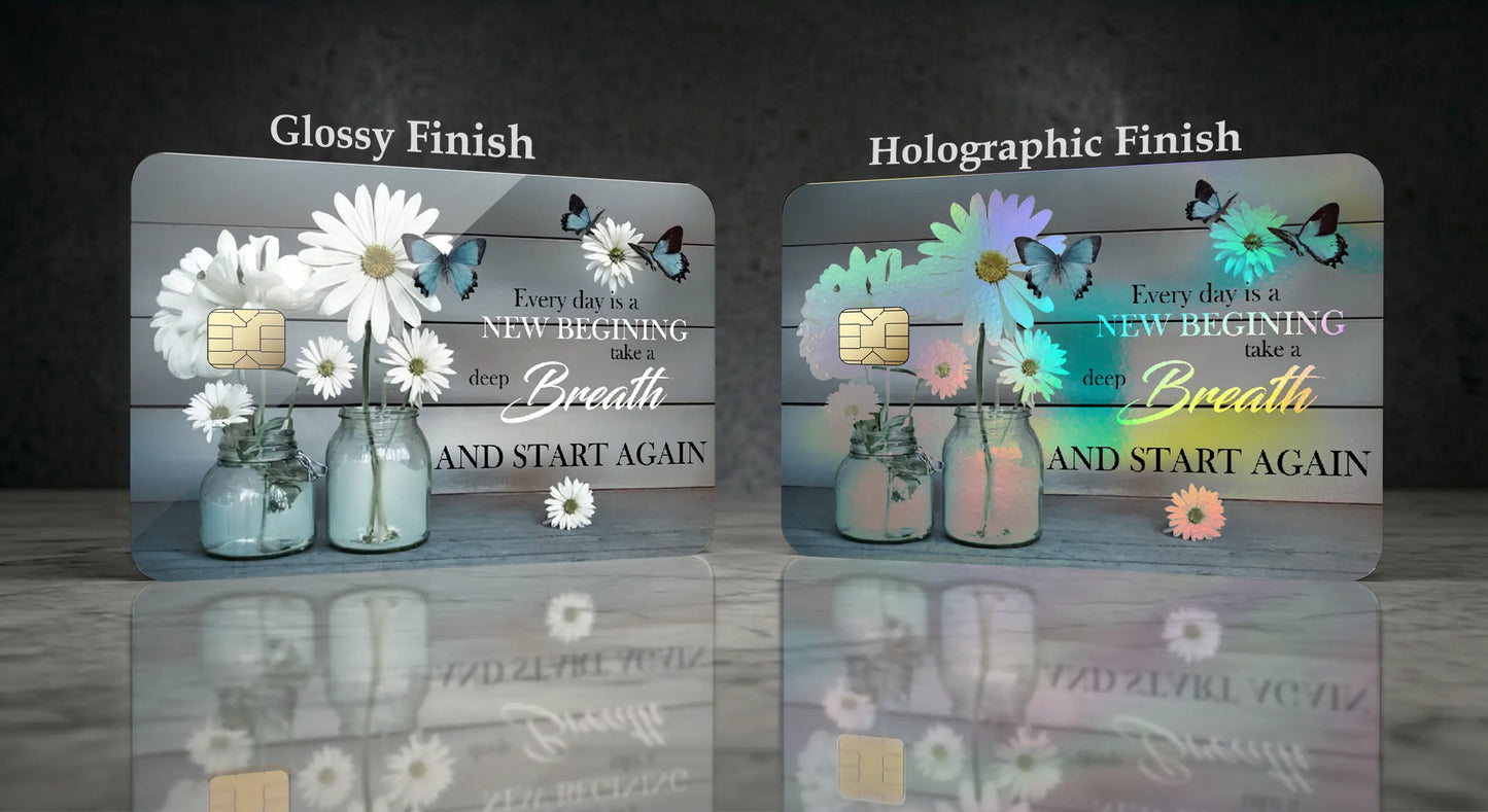 Daisy Flowers Blue Rustic Butterfly Credit Card Skin
