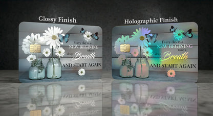 Daisy Flowers Blue Rustic Butterfly Credit Card Skin