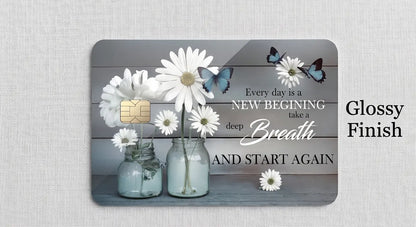 Daisy Flowers Blue Rustic Butterfly Credit Card Skin