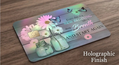 Daisy Flowers Blue Rustic Butterfly Credit Card Skin