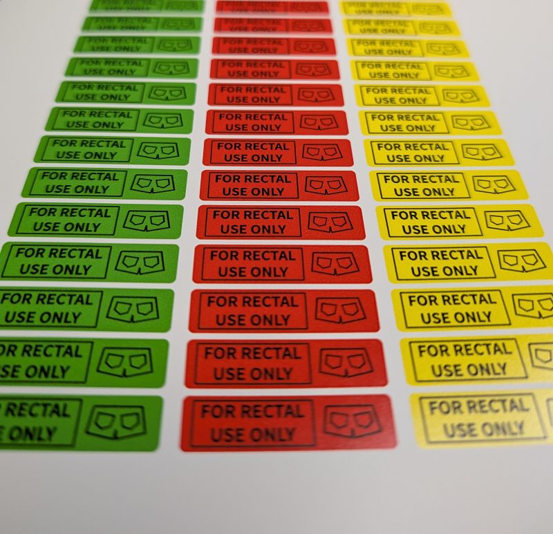 Funny "For Rectal Use Only" Stickers - "0.375" x 1.5"