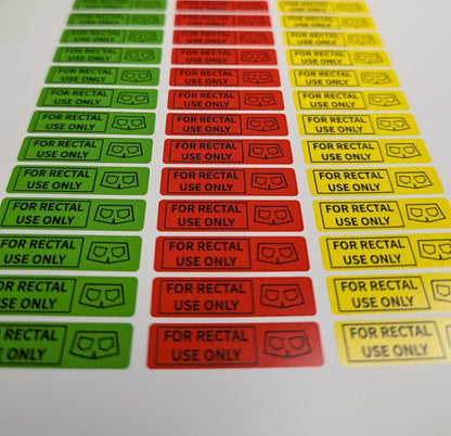 Funny "For Rectal Use Only" Stickers - "0.375" x 1.5"