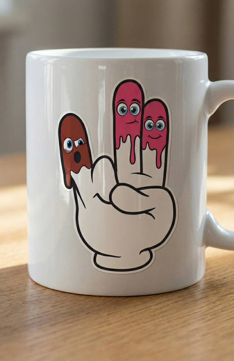 The Shocker Cartoon Hand Decal – Funny "Two in the Pink" Vinyl Sticker