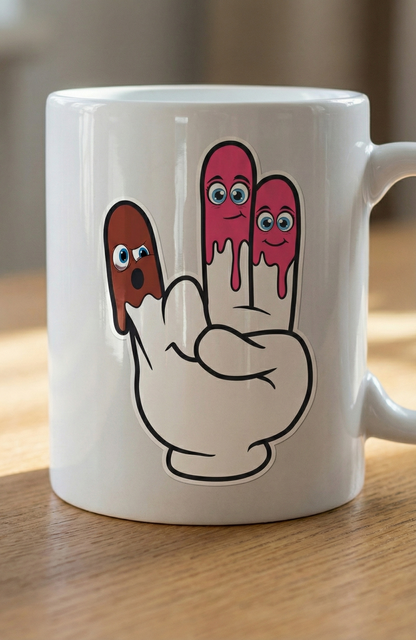 The Shocker Cartoon Hand Decal – Funny "Two in the Pink" Vinyl Sticker