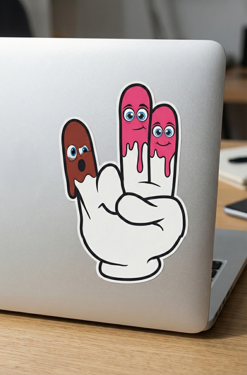 The Shocker Cartoon Hand Decal – Funny "Two in the Pink" Vinyl Sticker