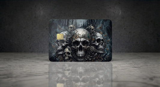 Gothic Skulls & Thorny Vines Credit Card Skin – Dark Fantasy Cemetery Vinyl Debit Card Sticker Wrap