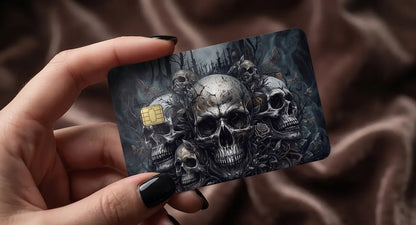 Gothic Skulls & Thorny Vines Credit Card Skin – Dark Fantasy Cemetery Vinyl Debit Card Sticker Wrap