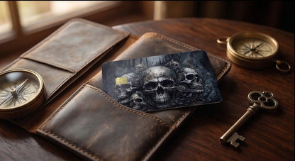 Gothic Skulls & Thorny Vines Credit Card Skin – Dark Fantasy Cemetery Vinyl Debit Card Sticker Wrap