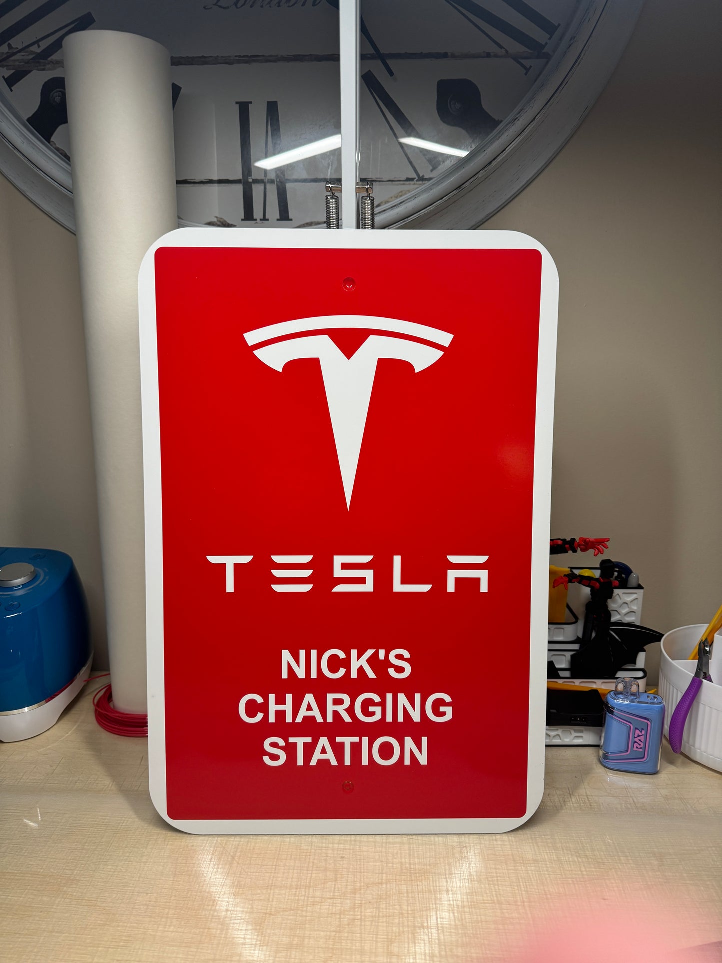 Tesla Charging Sign Wall Connector