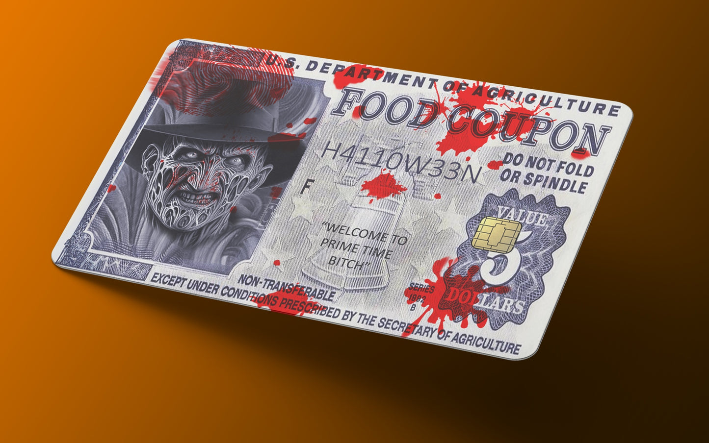 Funny Food Coupon Halloween Freddy Krueger Credit Card Wrap