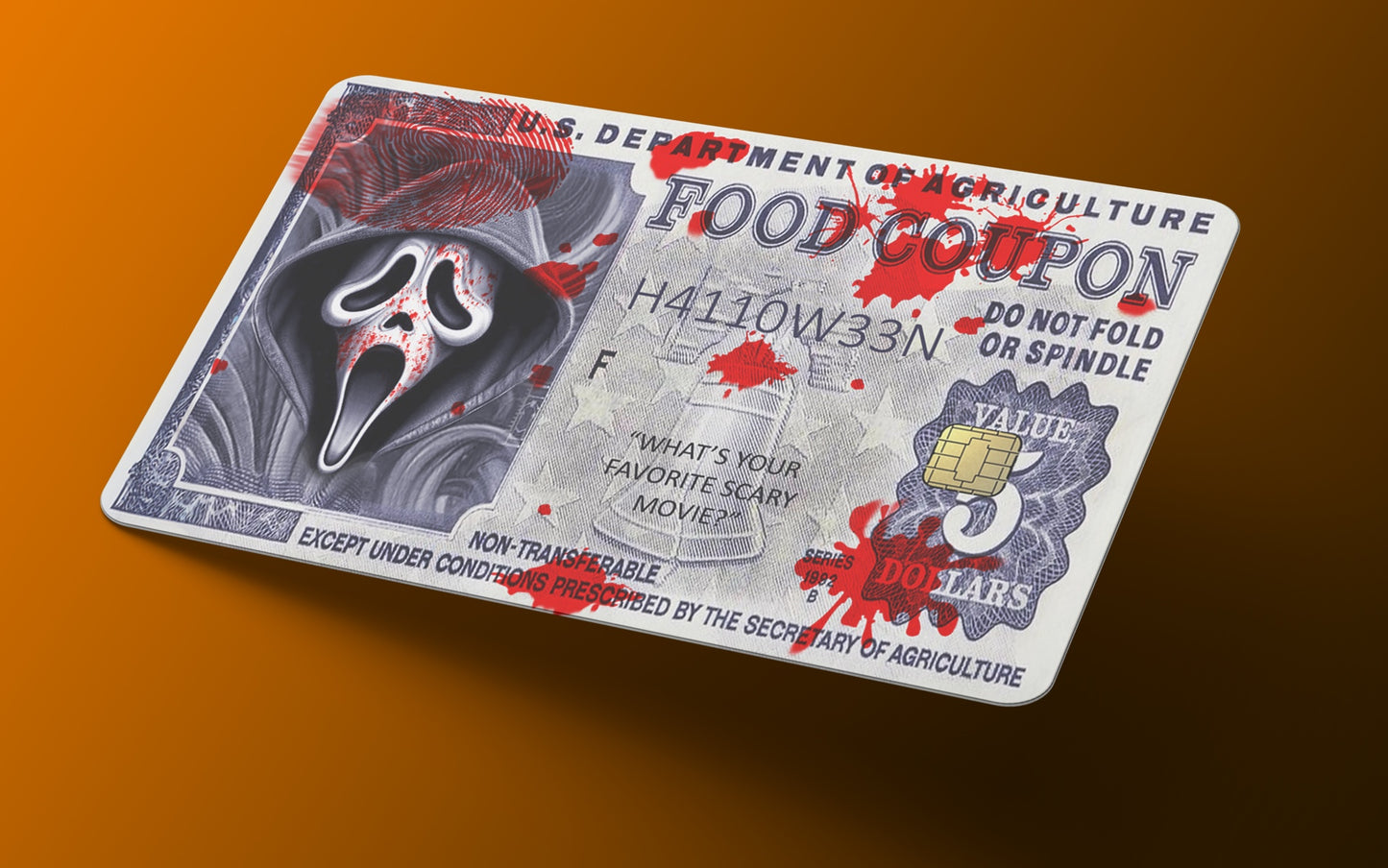 Funny Food Coupon Halloween GhostFace Credit Card Wrap