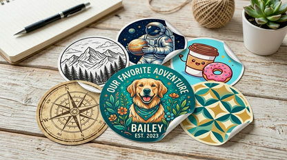 3" or 4" Round Stickers - Personalized Waterproof Vinyl Decals