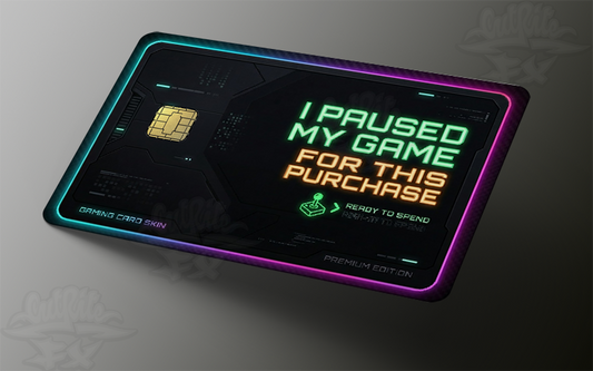 Gaming card with digital display on a gray background