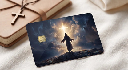 Jesus & Glowing Cross Credit Card Skin – Faith Vinyl Debit Card Sticker Wrap