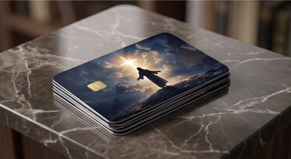 Jesus & Glowing Cross Credit Card Skin – Faith Vinyl Debit Card Sticker Wrap