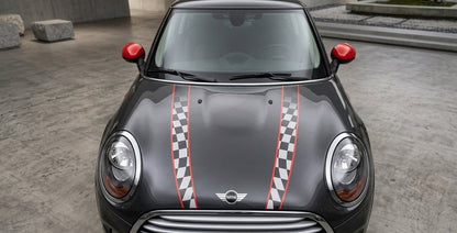 Mini Cooper checkered hood stripes