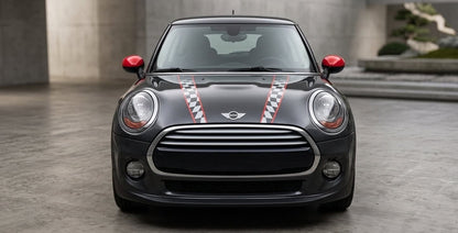 Mini Cooper checkered custom racing stripes