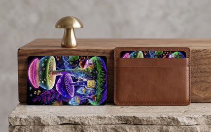 Psychedelic Bioluminescent Mushroom World Credit Card Skin